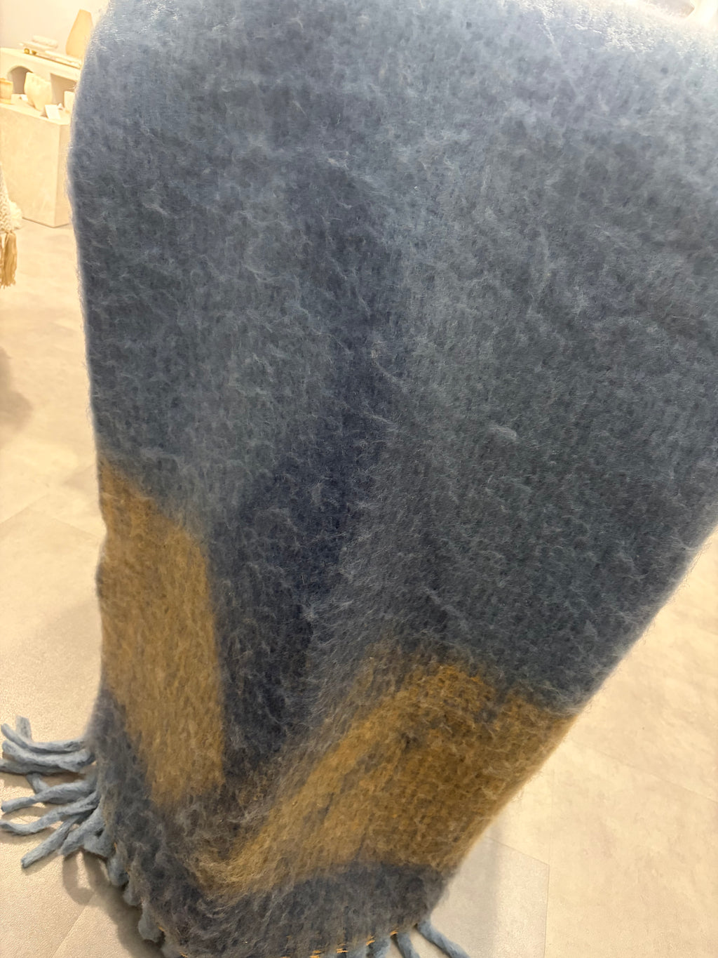 Plaid très doux - Bleu et camel