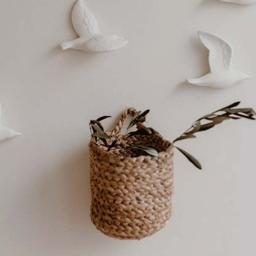 Petit panier en jute - à poser ou à suspendre