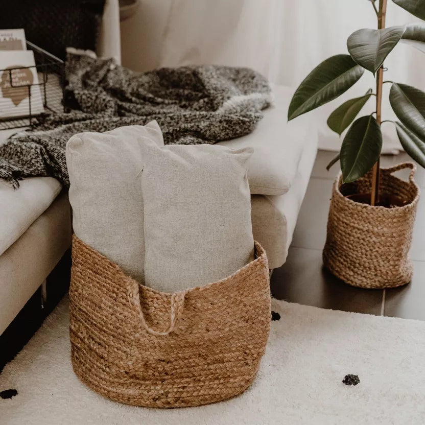 Grand panier en jute - à poser ou à suspendre