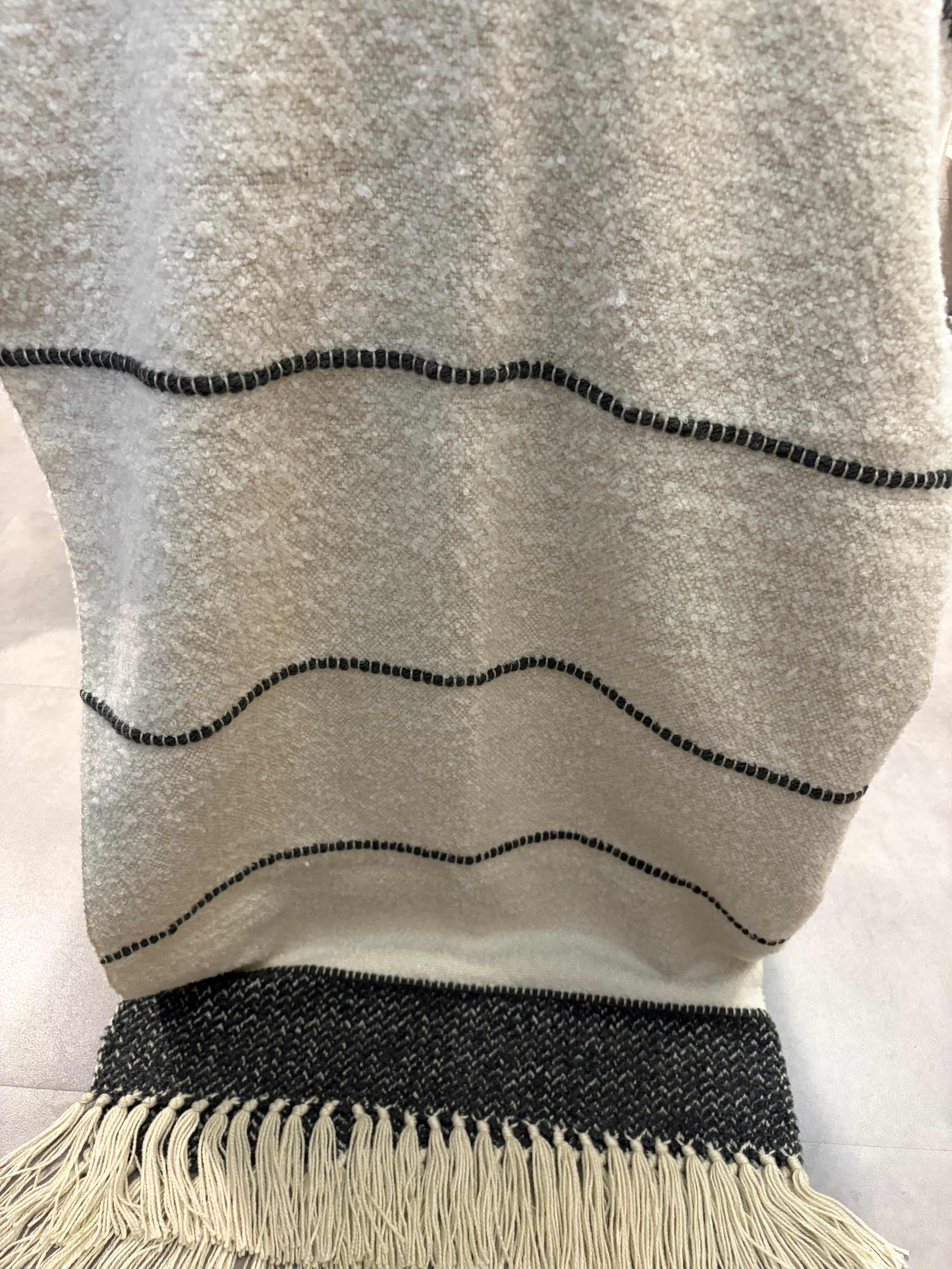Plaid ultra douillet - Blanc cassé et noir