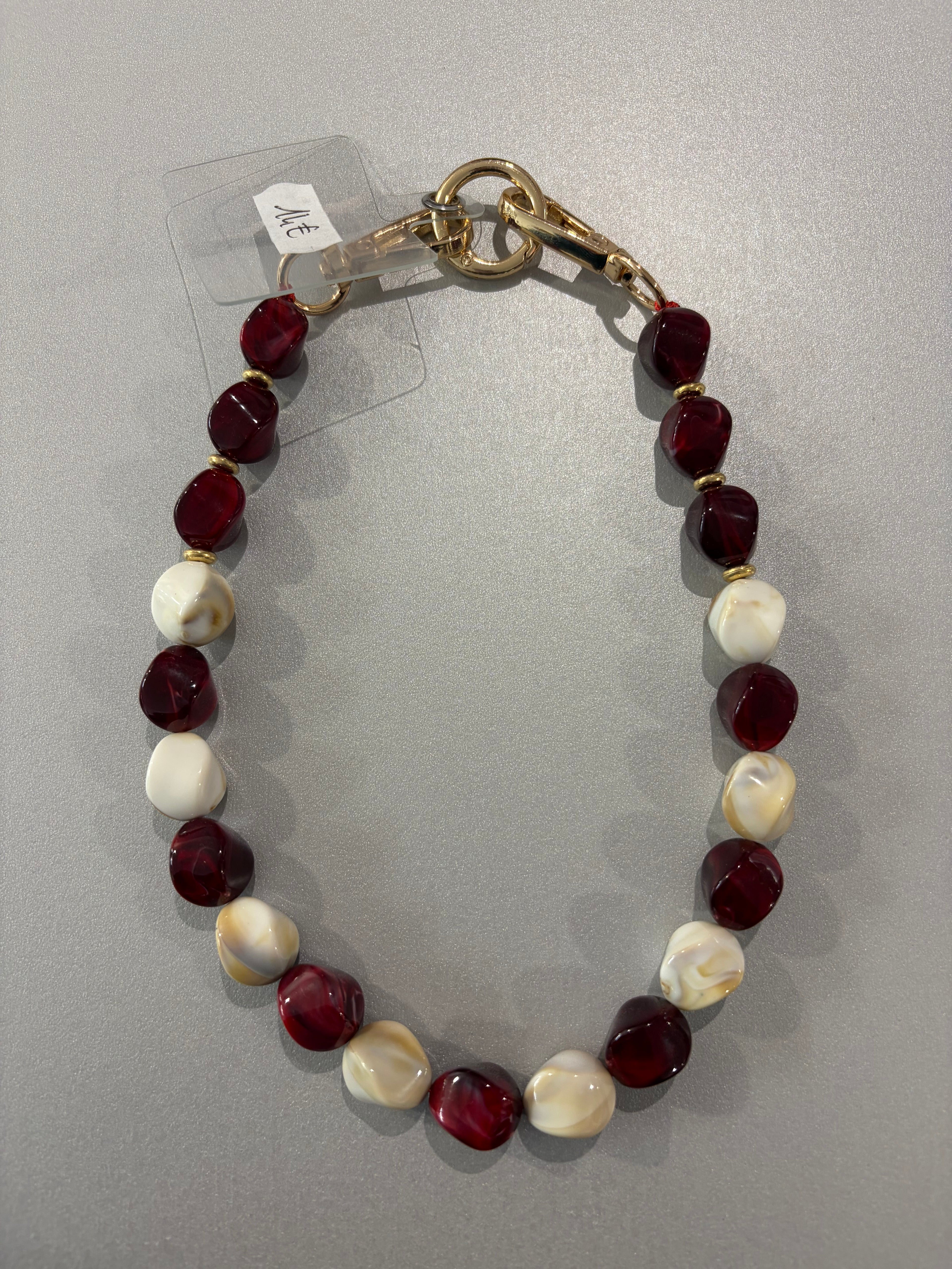 Chaîne de téléphone (courte) - effet marbre et bordeaux