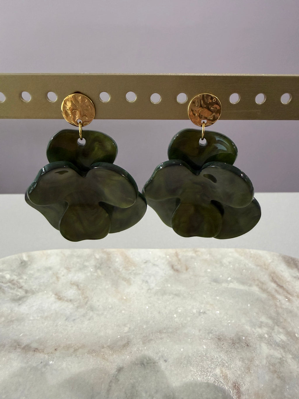 Boucles d’oreilles « Camélia » - vert