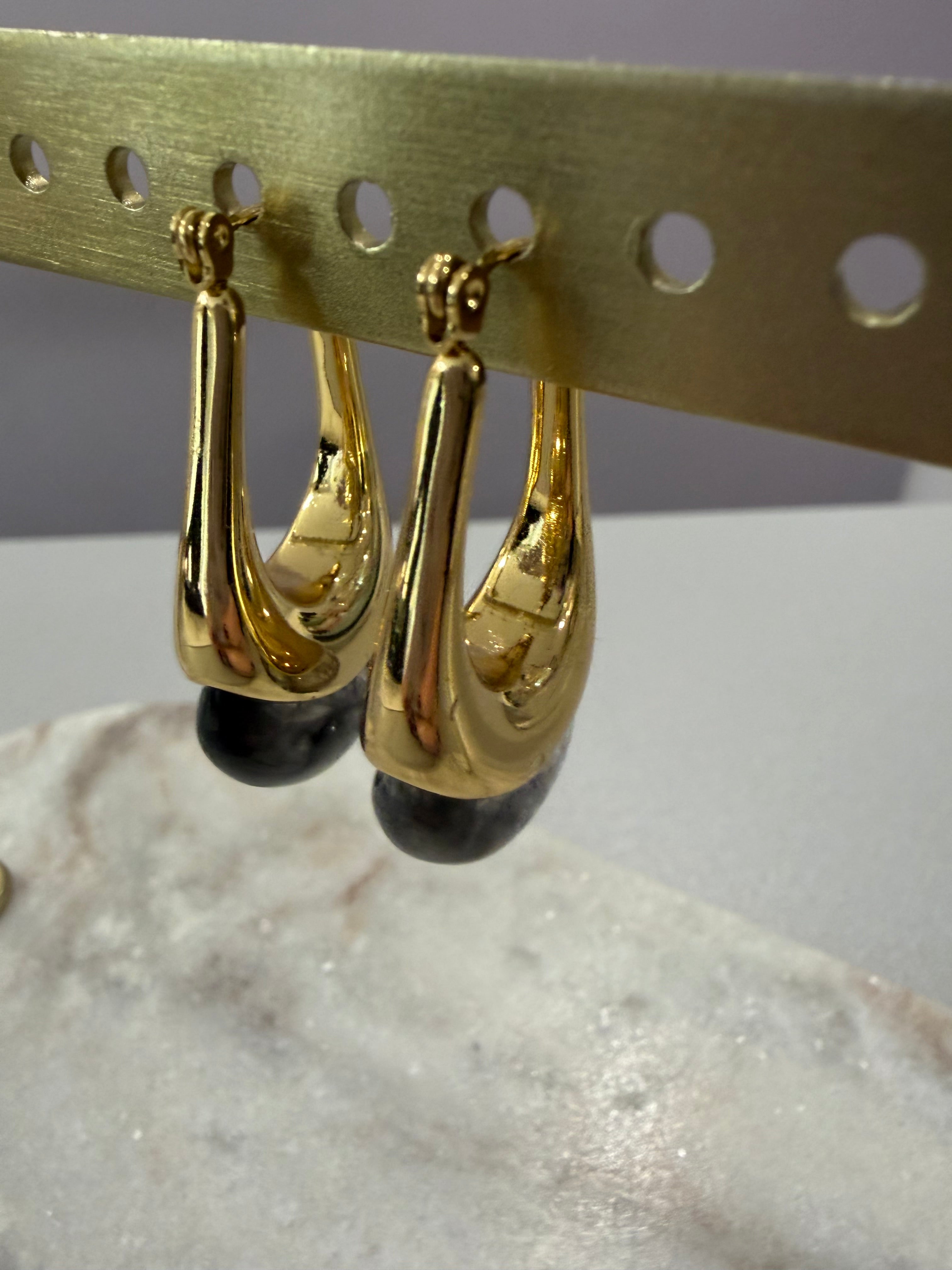 Boucles d’oreille « Goutte tombante » - Noir fumé