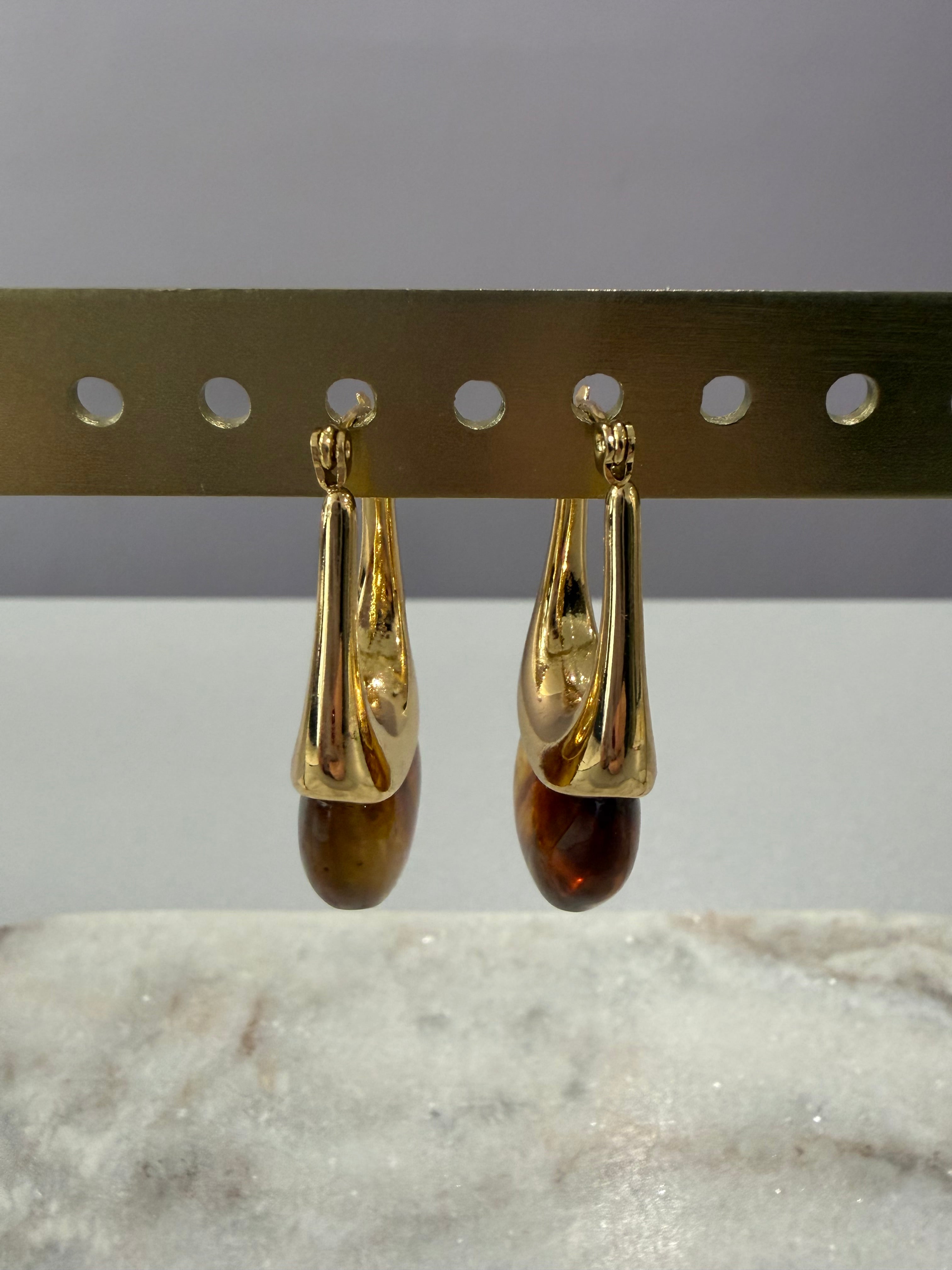 Boucles d’oreilles « Goutte tombante » - ambre