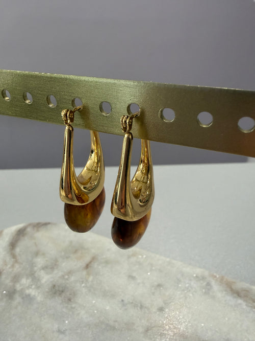 Boucles d’oreilles « Goutte tombante » - ambre