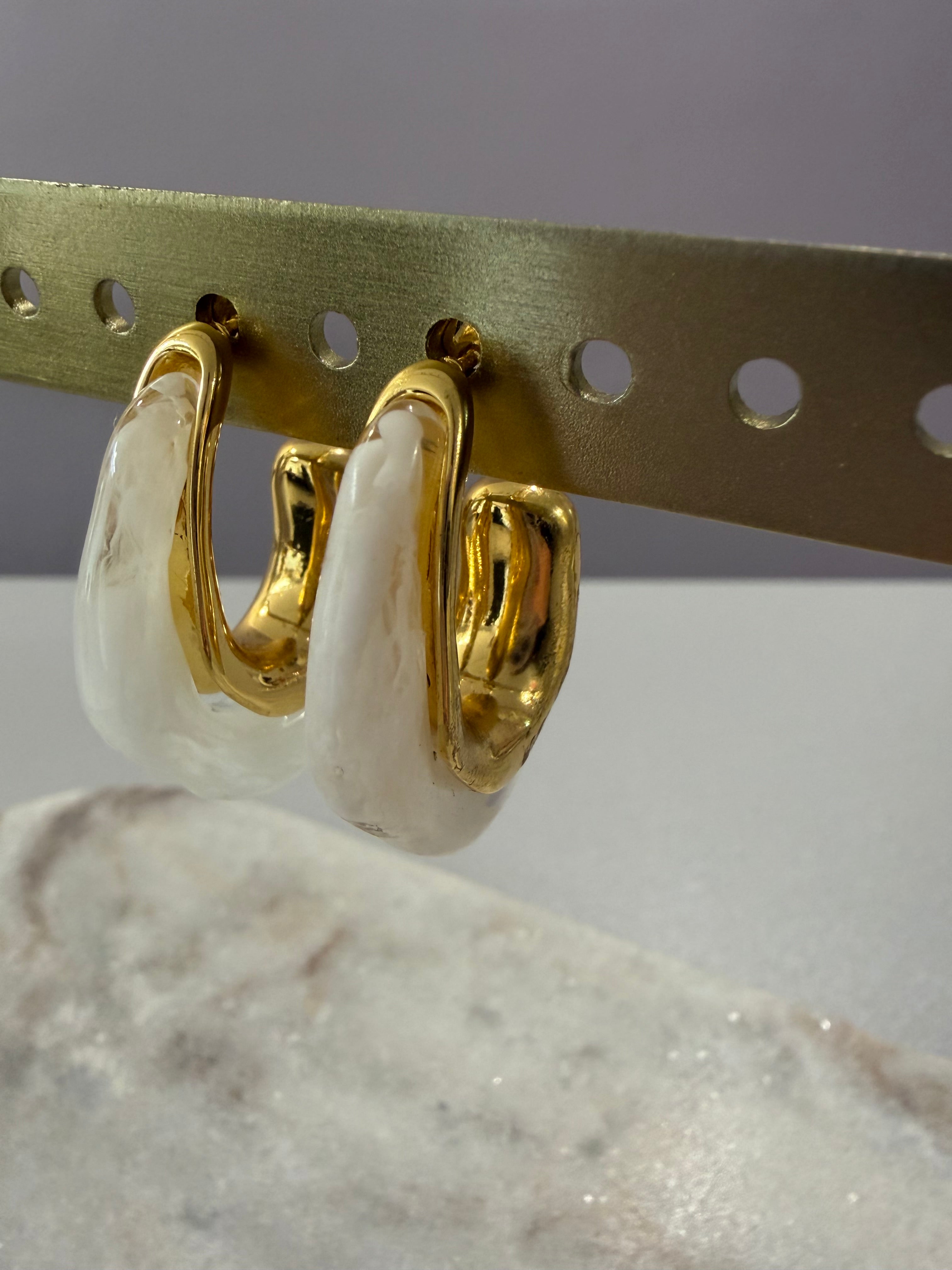 Boucles d’oreille élégante - Blanc