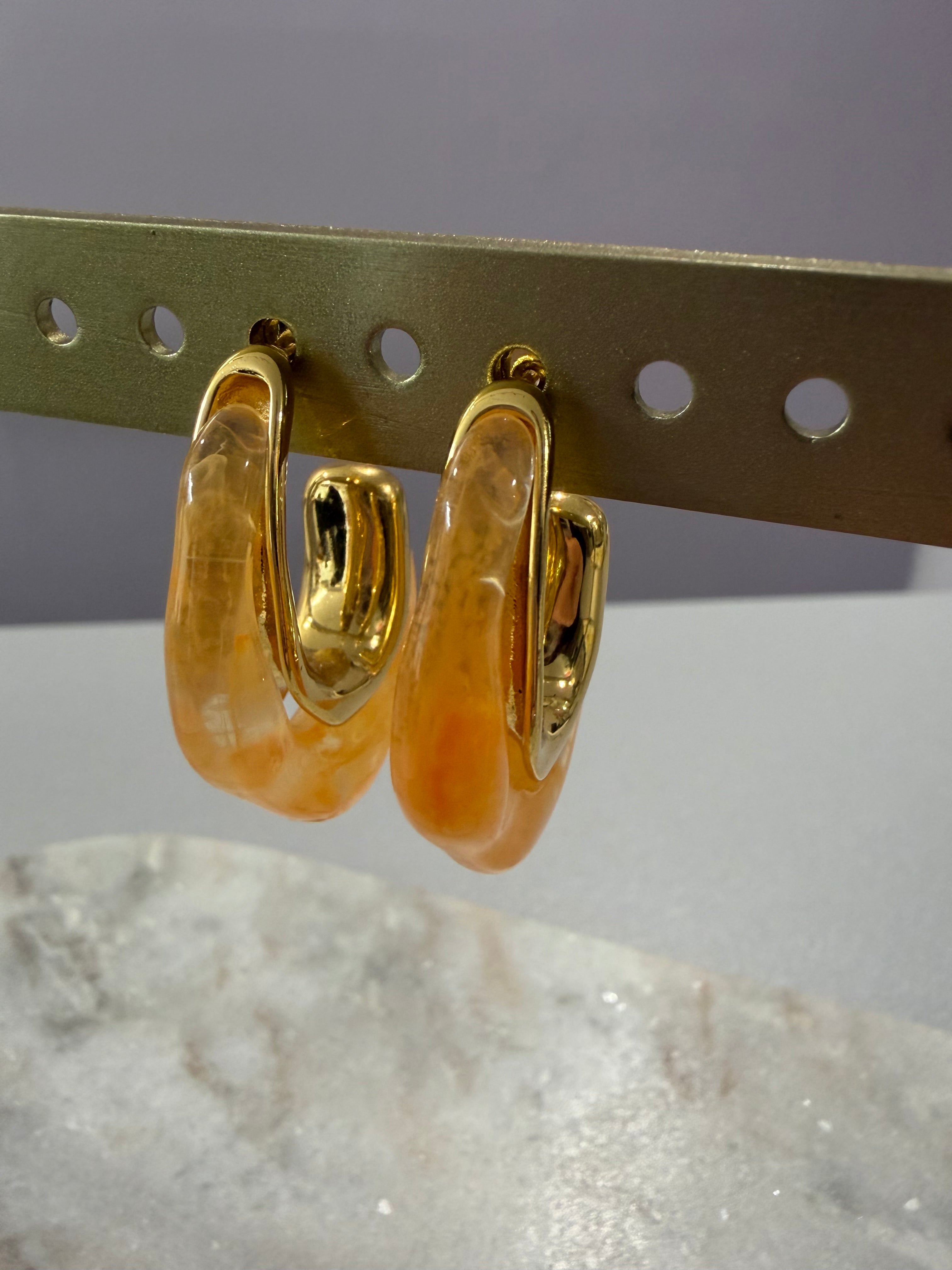 Boucles d’oreilles élégantes - jaune orangé