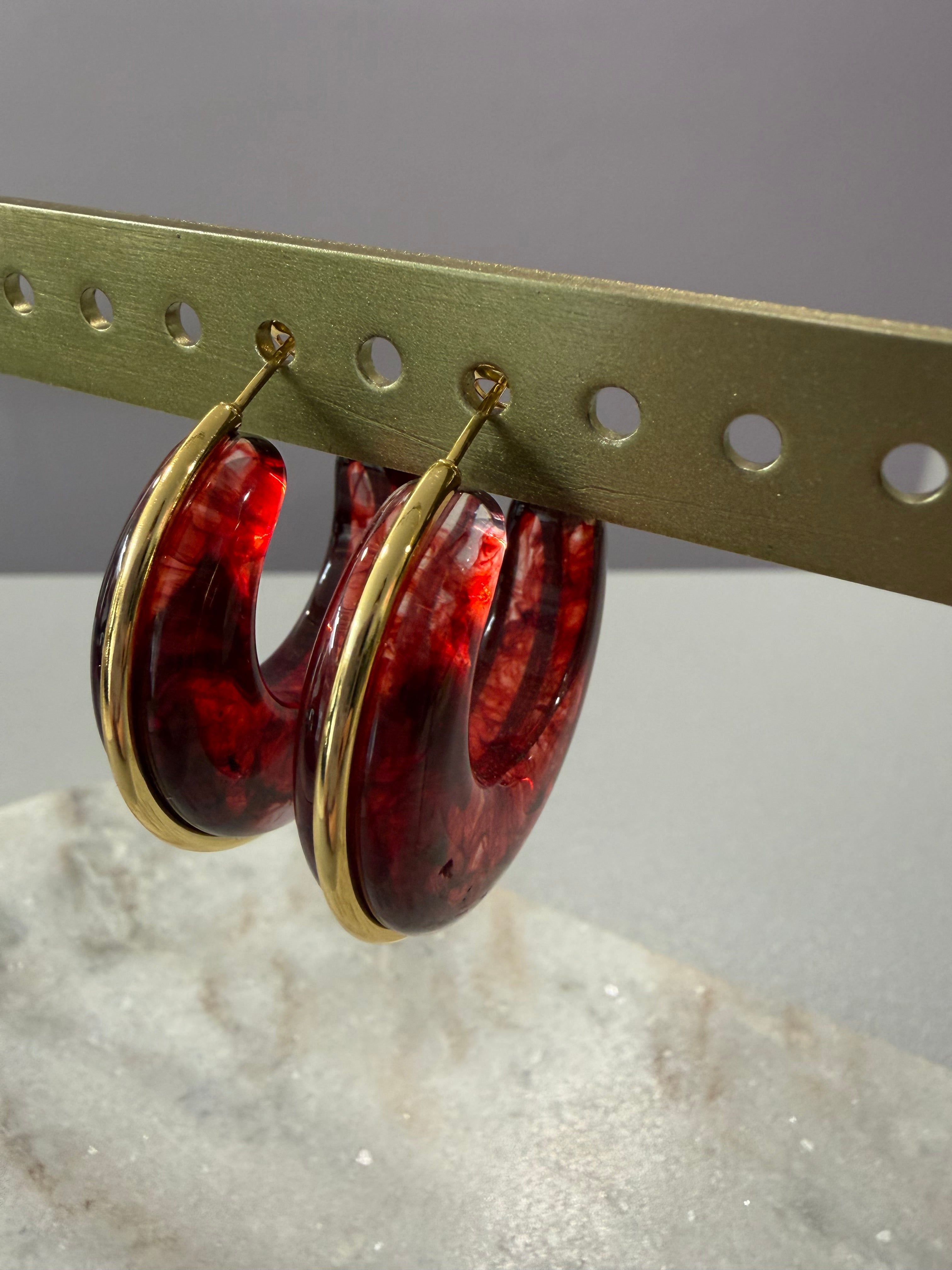 Créoles épaisses - rouge