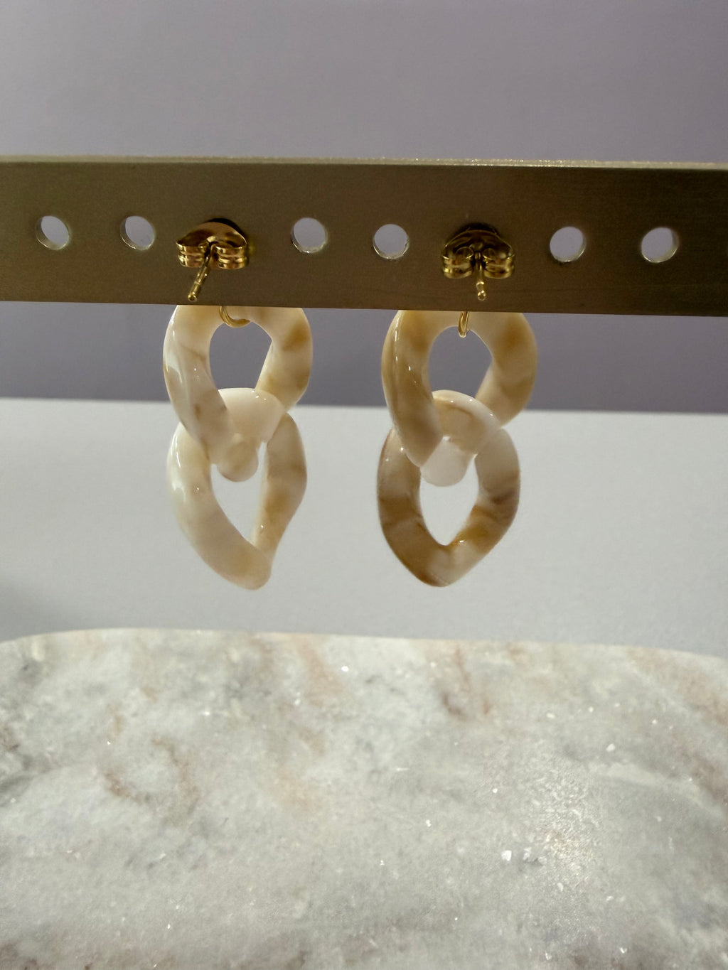 Boucles d’oreilles à maillons « Vintage » - blanc marbré