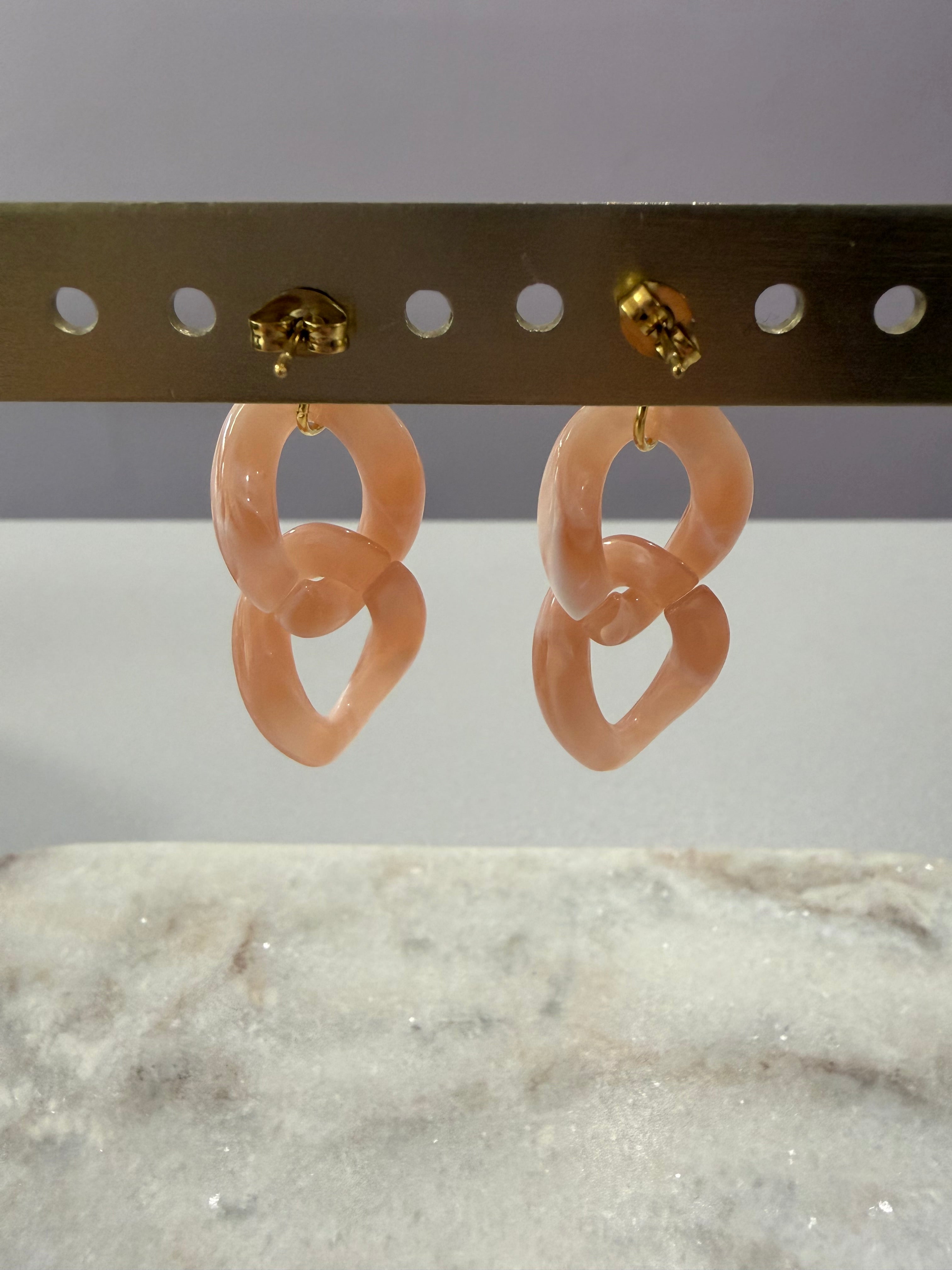 Boucles d’oreilles à maillons « Vintage » - rose marbré