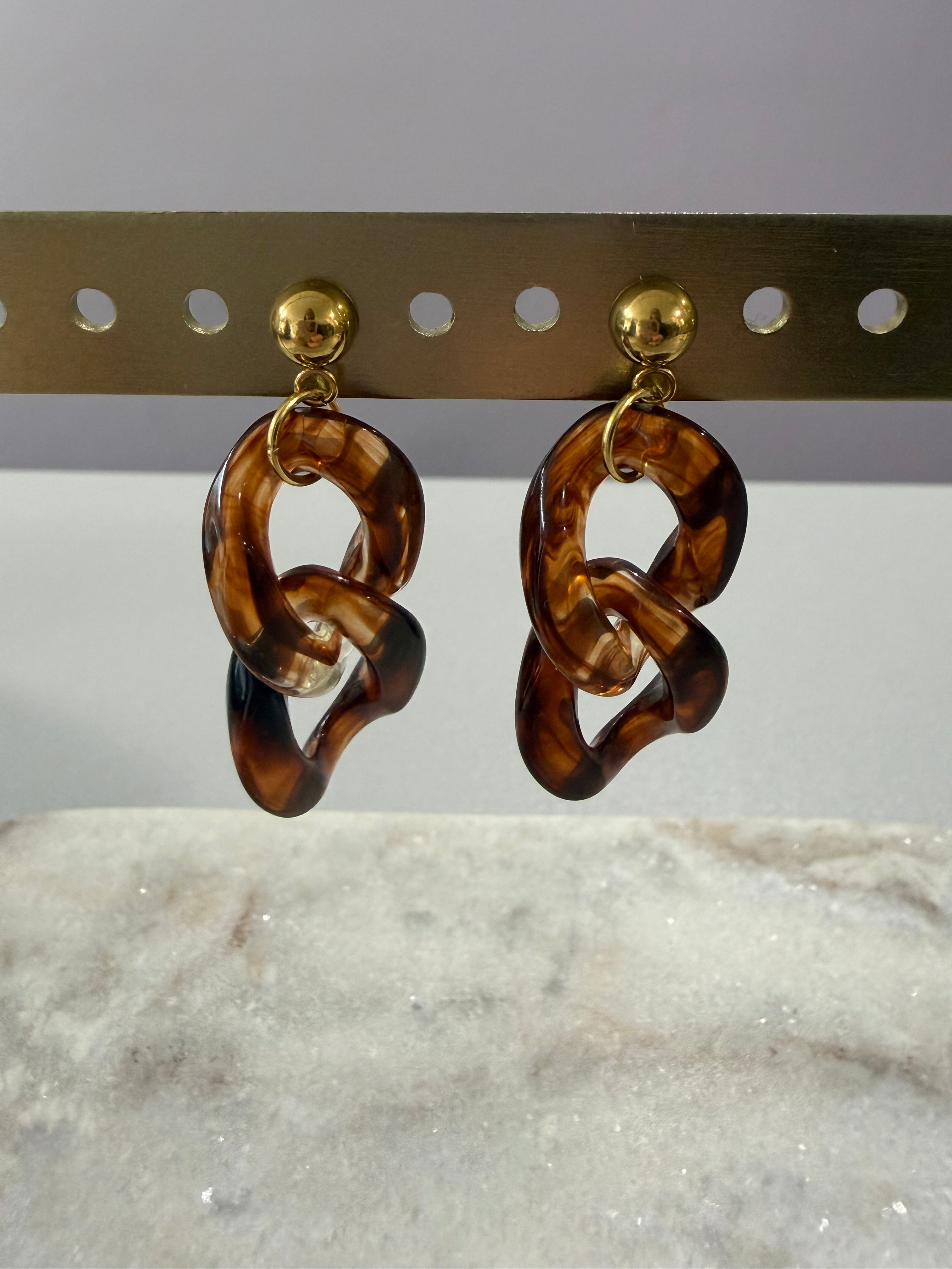 Boucles d’oreilles « Vintage » - ambre léopard