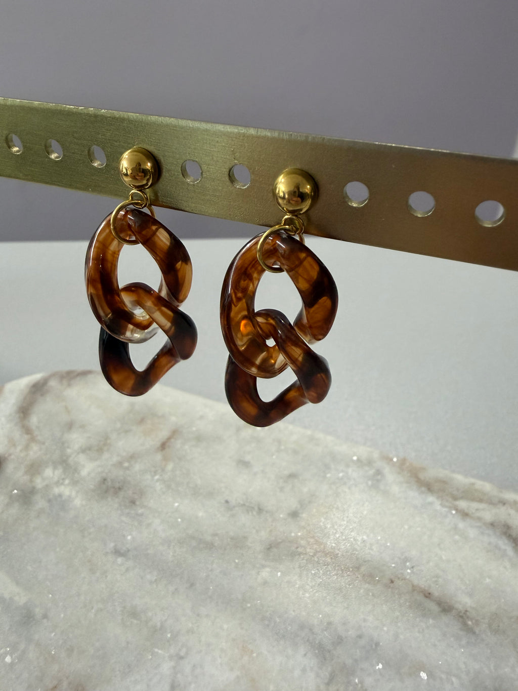Boucles d’oreilles « Vintage » - ambre léopard