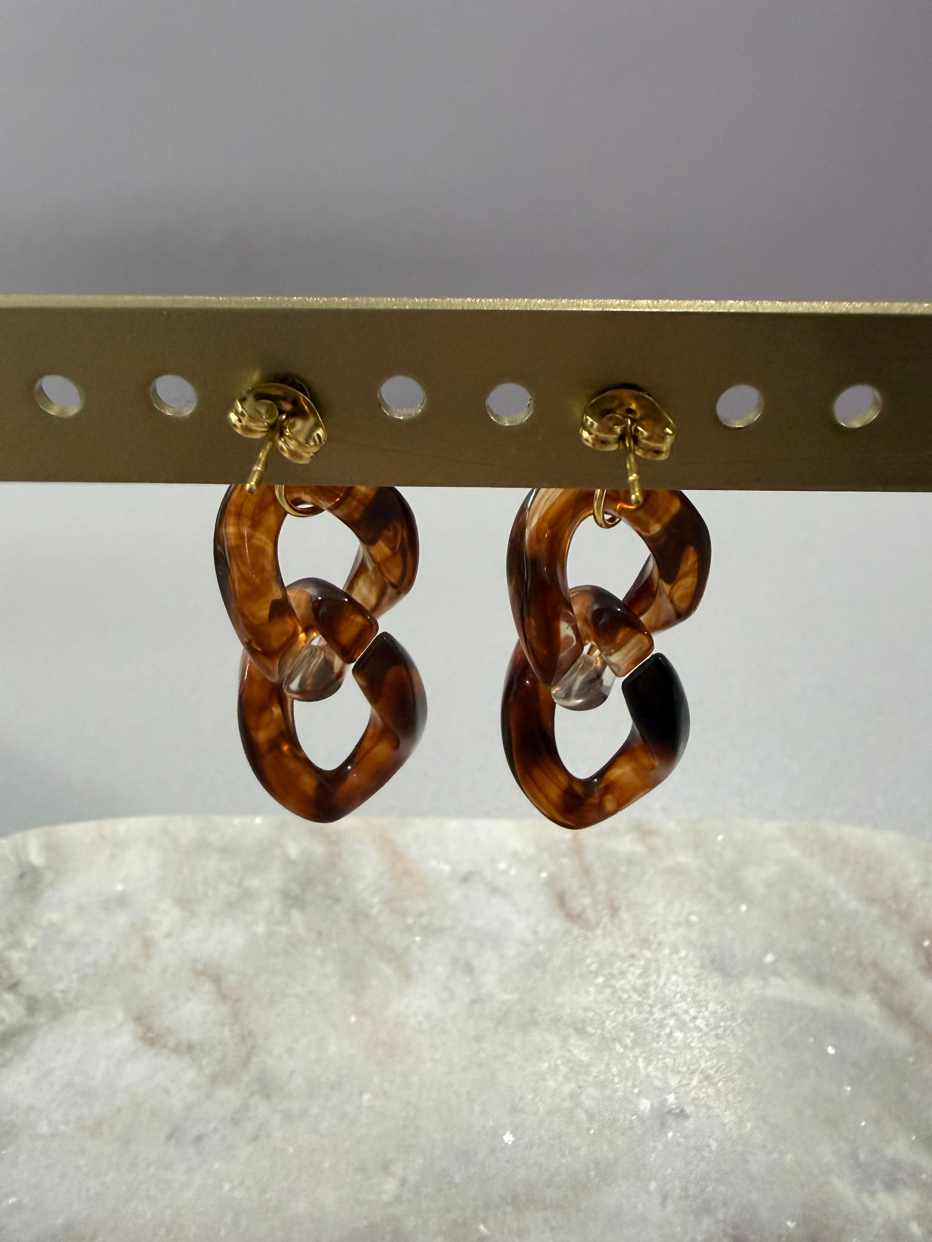 Boucles d’oreilles « Vintage » - ambre léopard
