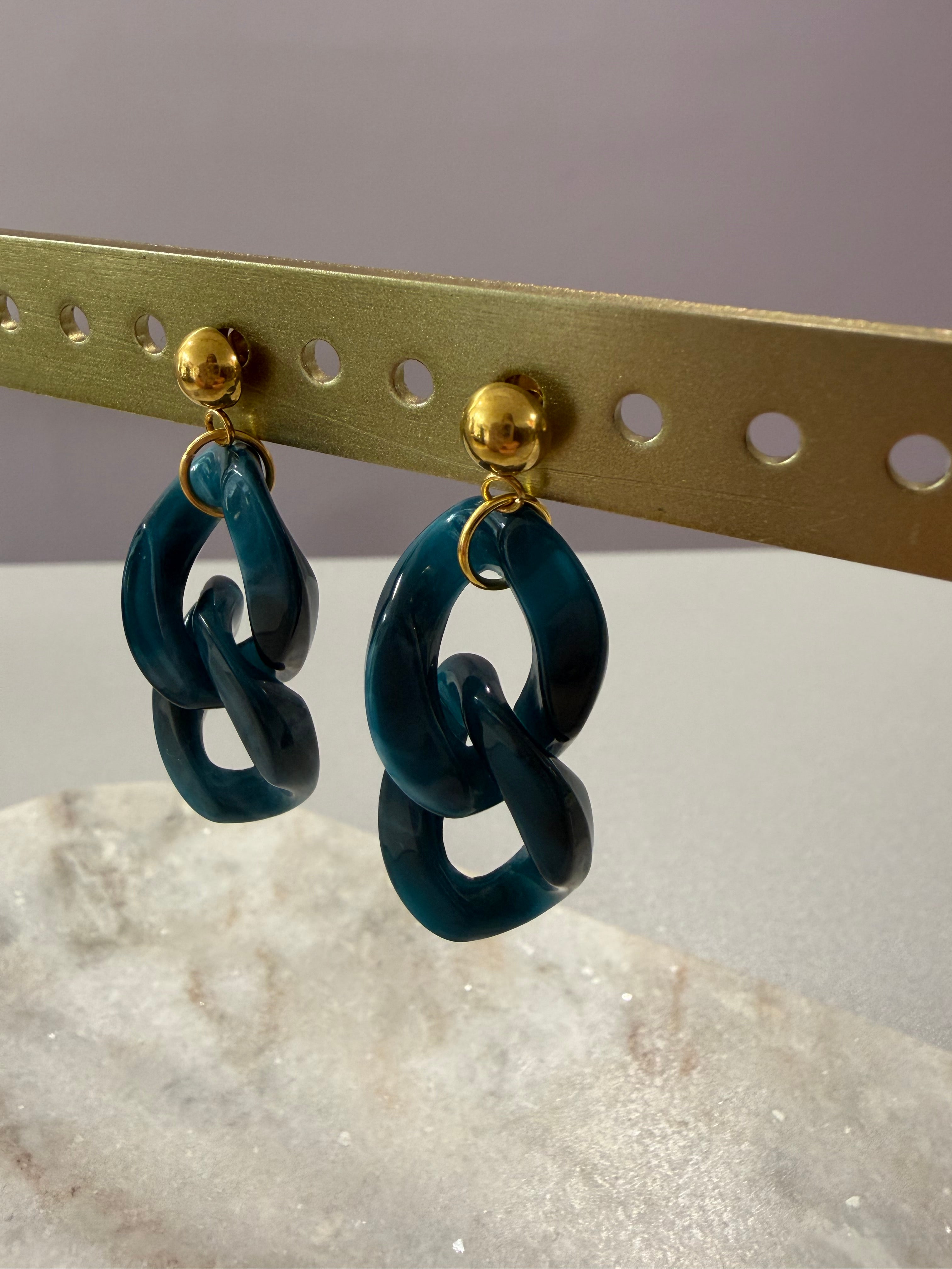 Boucles d’oreilles à maillons « Vintage » - bleu