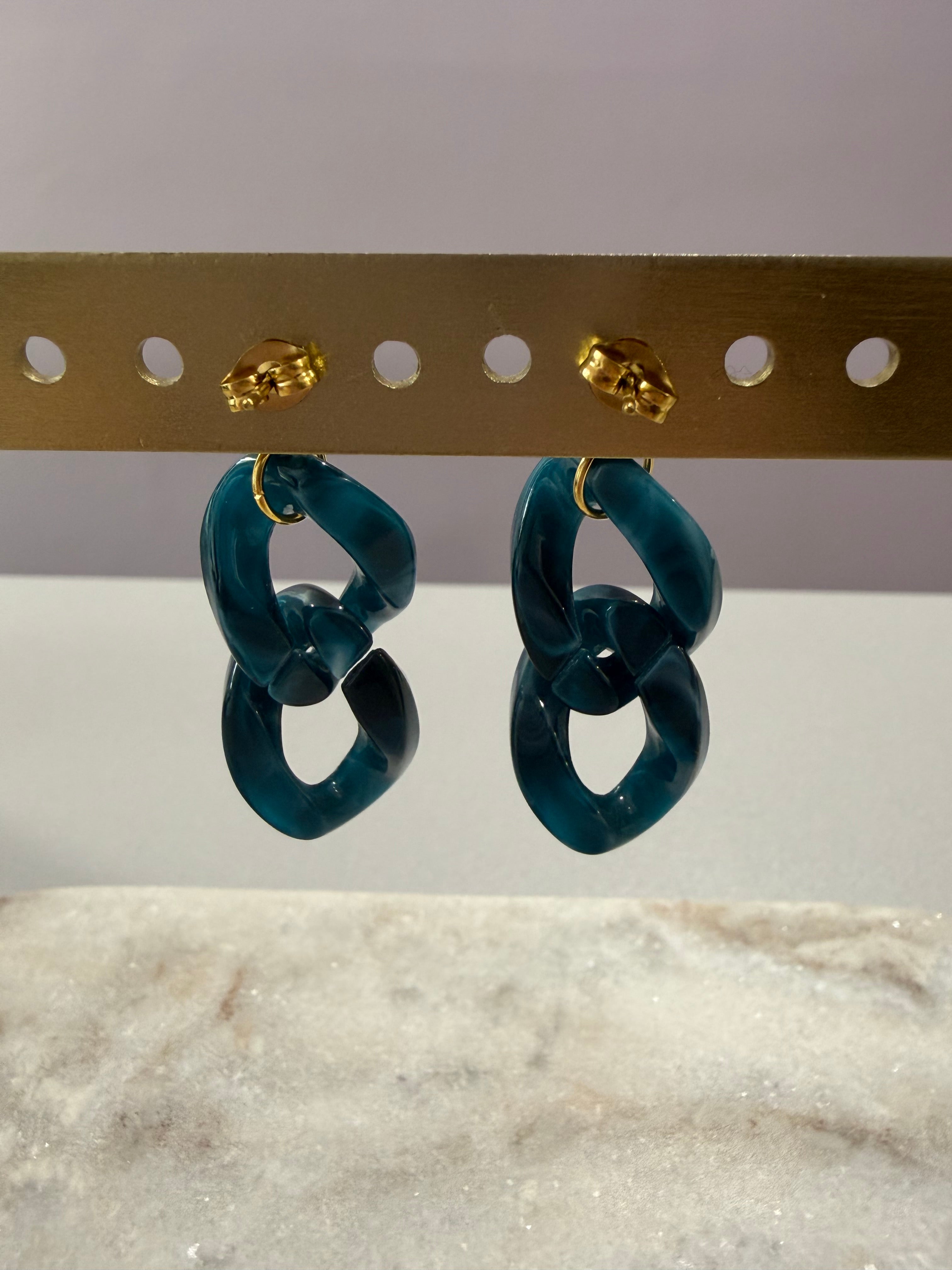 Boucles d’oreilles à maillons « Vintage » - bleu