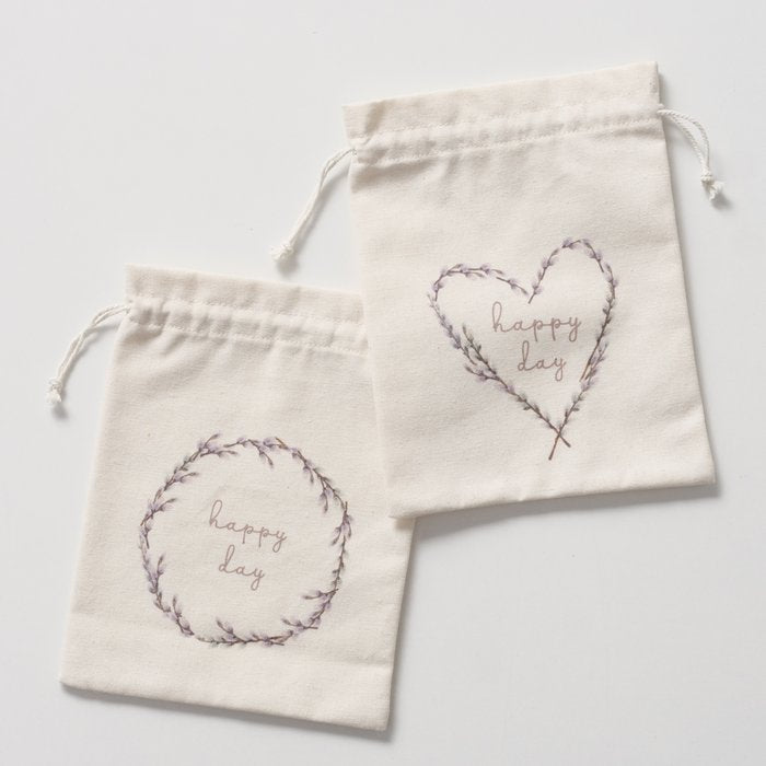 Mini pochette « Happy day » - cœur ou cercle en feuillages