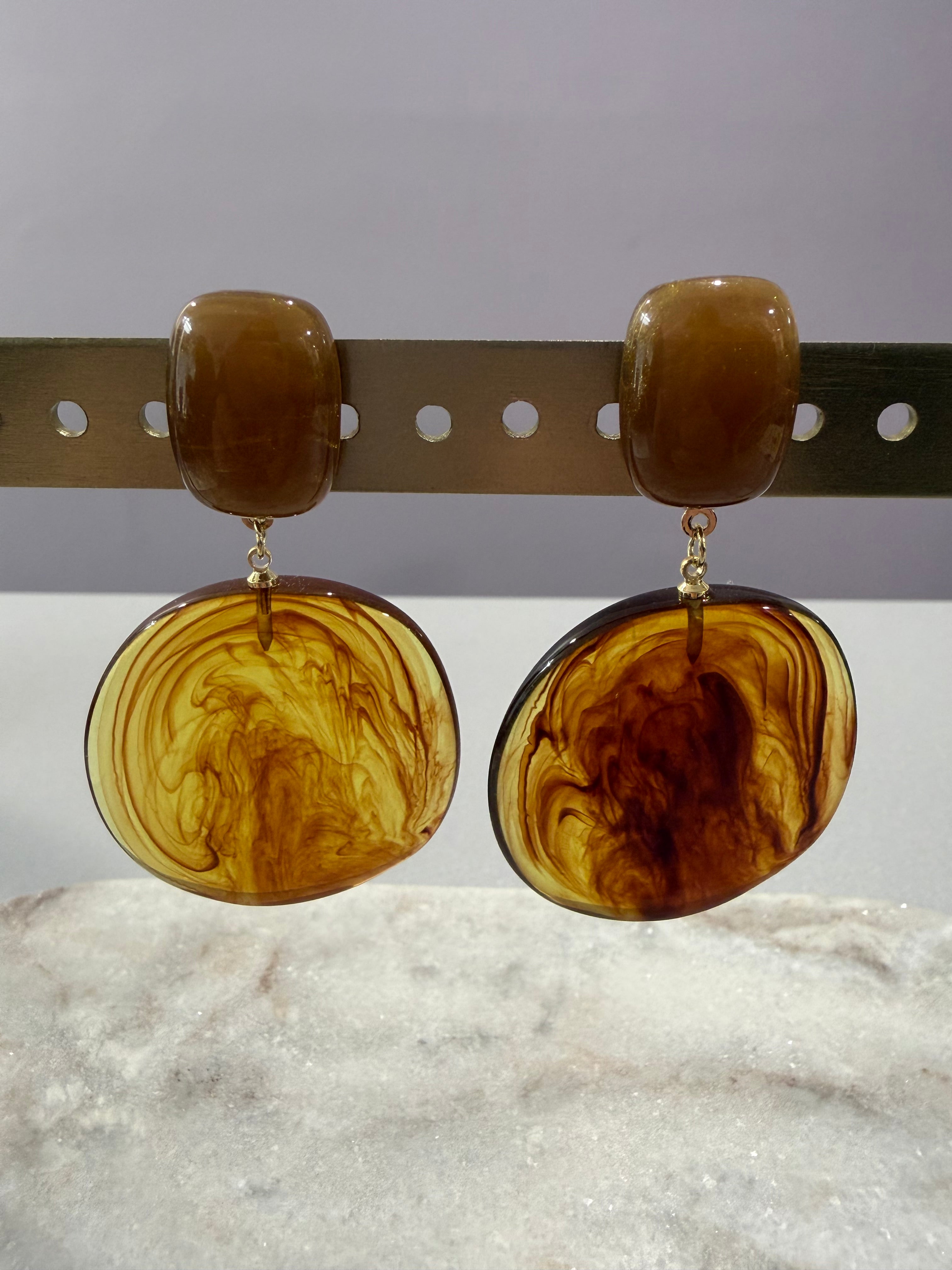 Boucles d’oreilles « Grande perle » - Brun