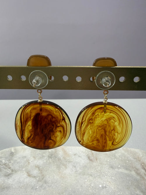Boucles d’oreilles « Grande perle » - Brun