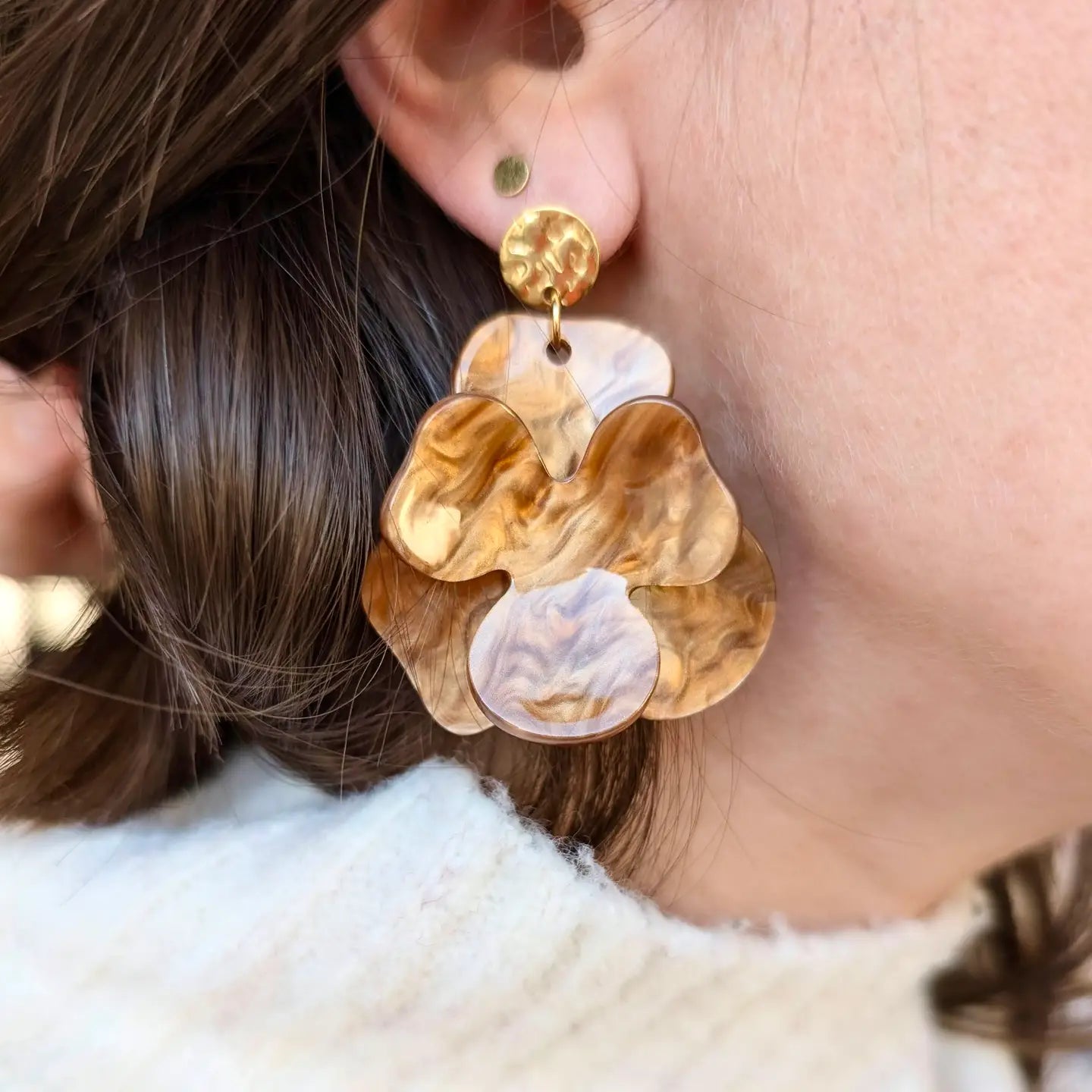 Boucles d’oreilles « Camélia » - marron