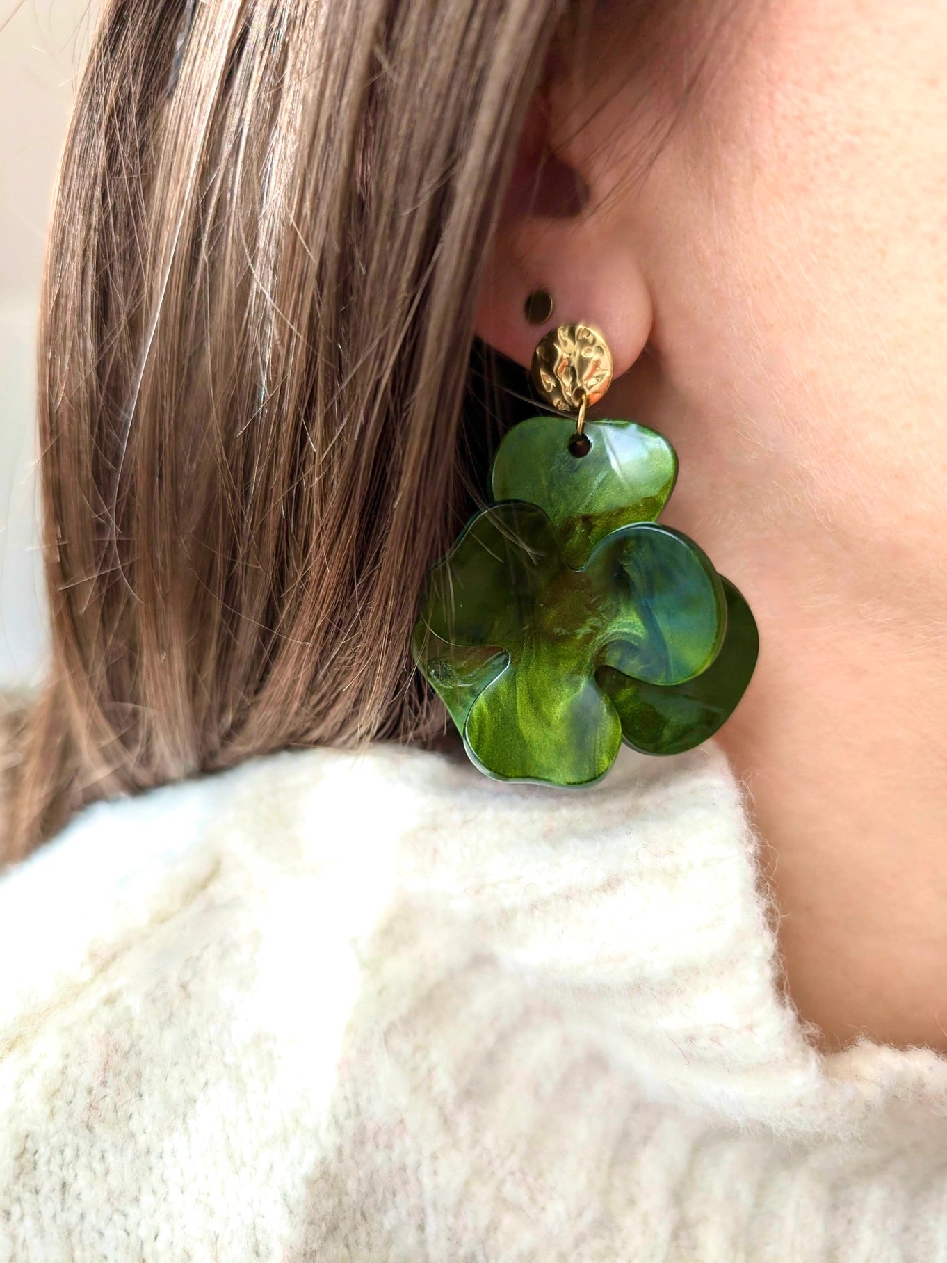 Boucles d’oreilles « Camélia » - vert