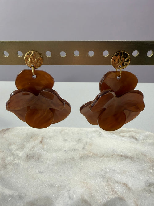 Boucles d’oreilles « Camélia » - marron