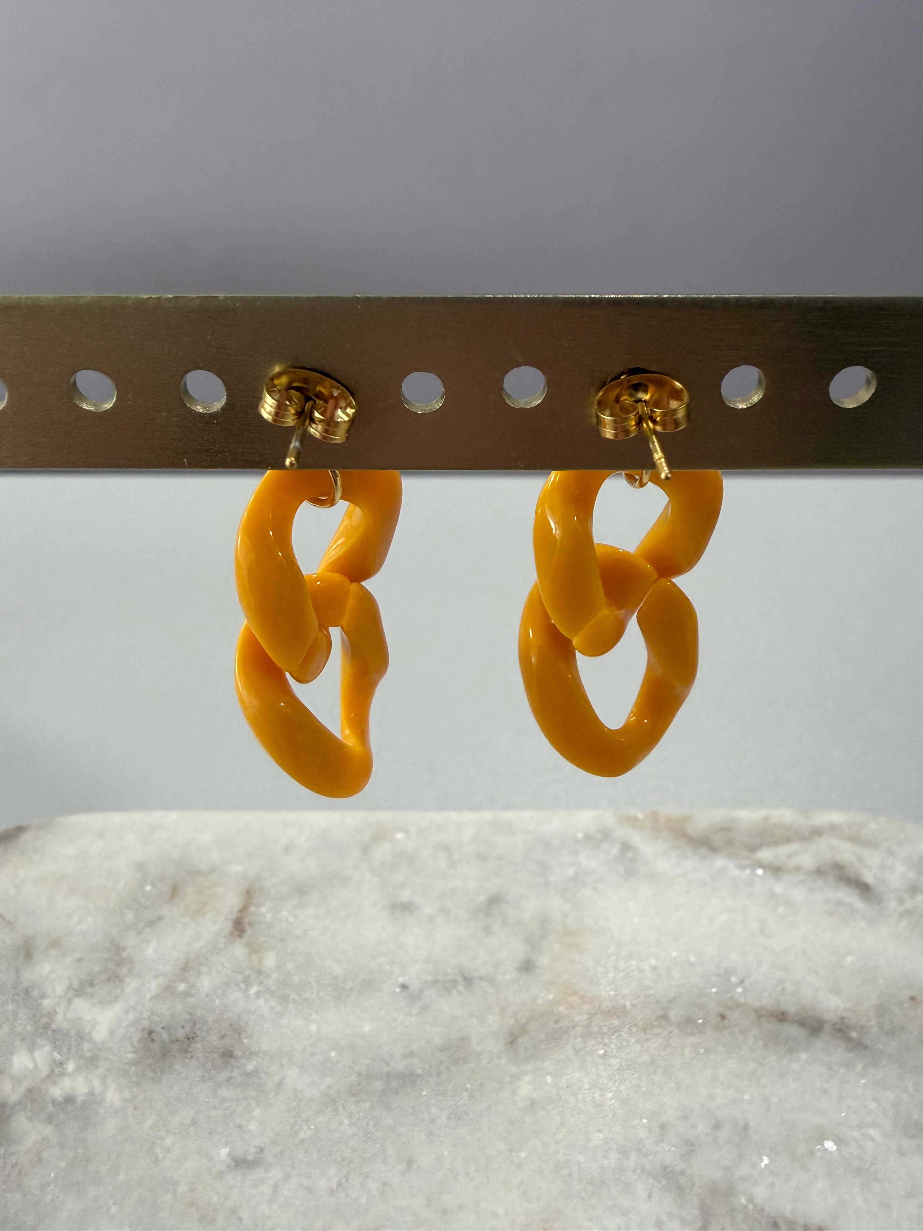 Boucles d’oreilles à maillons « Vintage » - moutarde