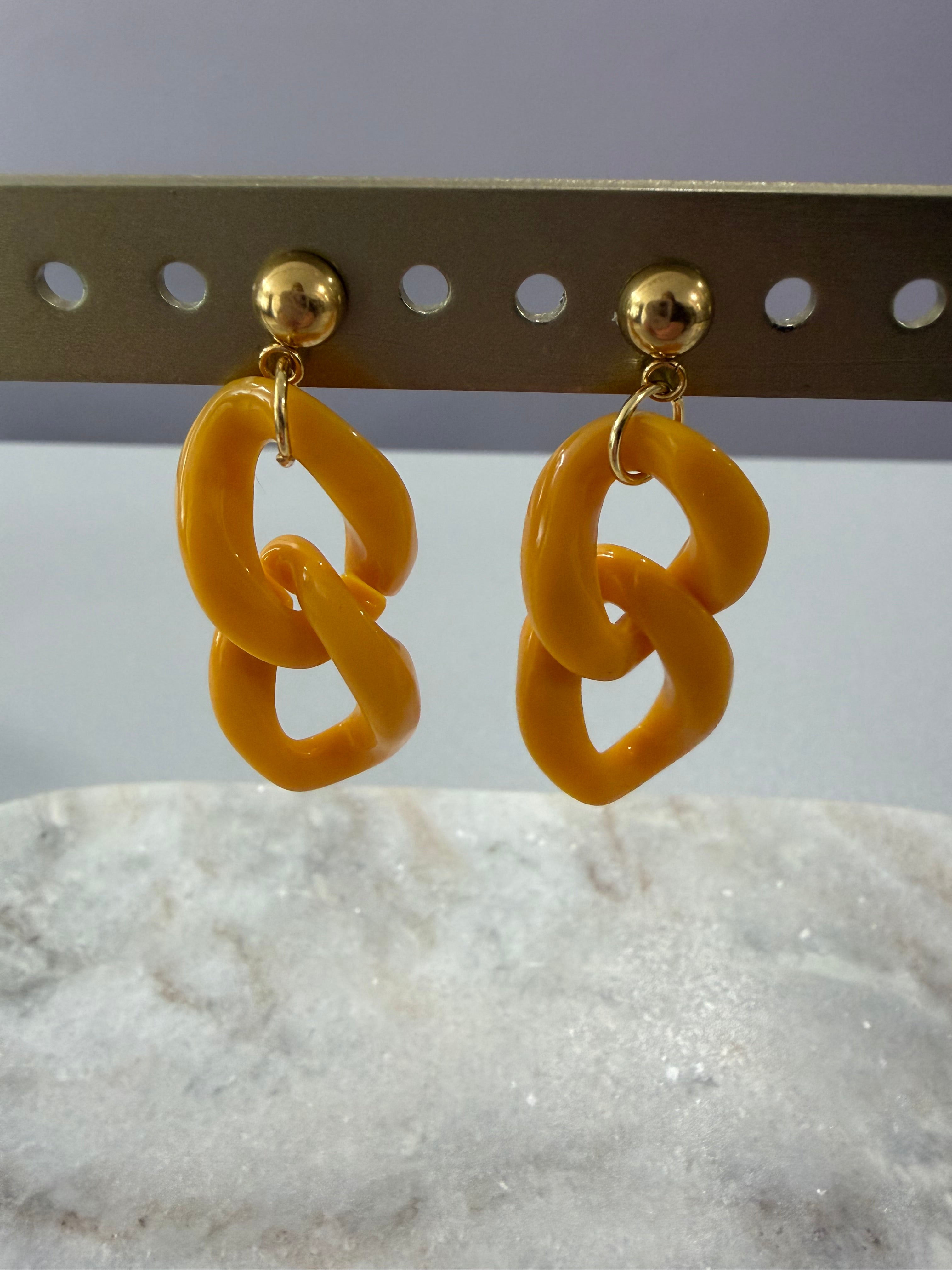 Boucles d’oreilles à maillons « Vintage » - moutarde