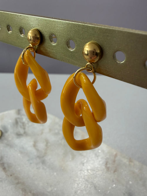 Boucles d’oreilles à maillons « Vintage » - moutarde