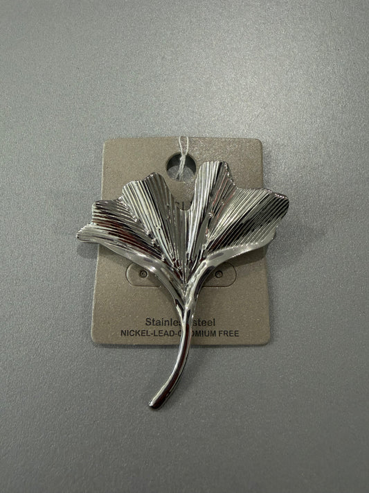 Broche ginko « Saki » - argentée