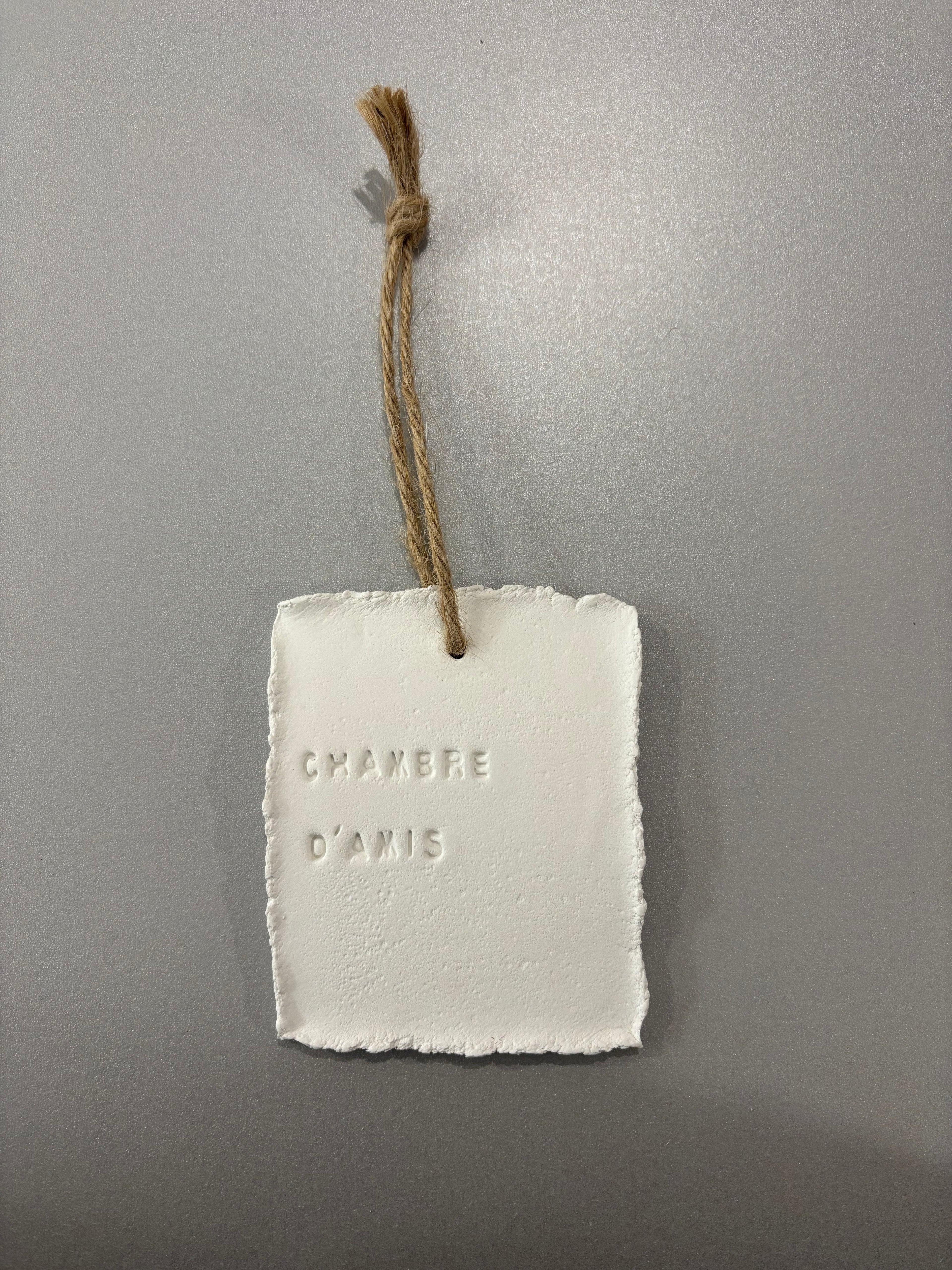 Plaque à message en argile S - à suspendre ou à poser - plusieurs phrases disponibles