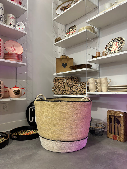 Panier BAOBAB « Dia » - beige et blanc