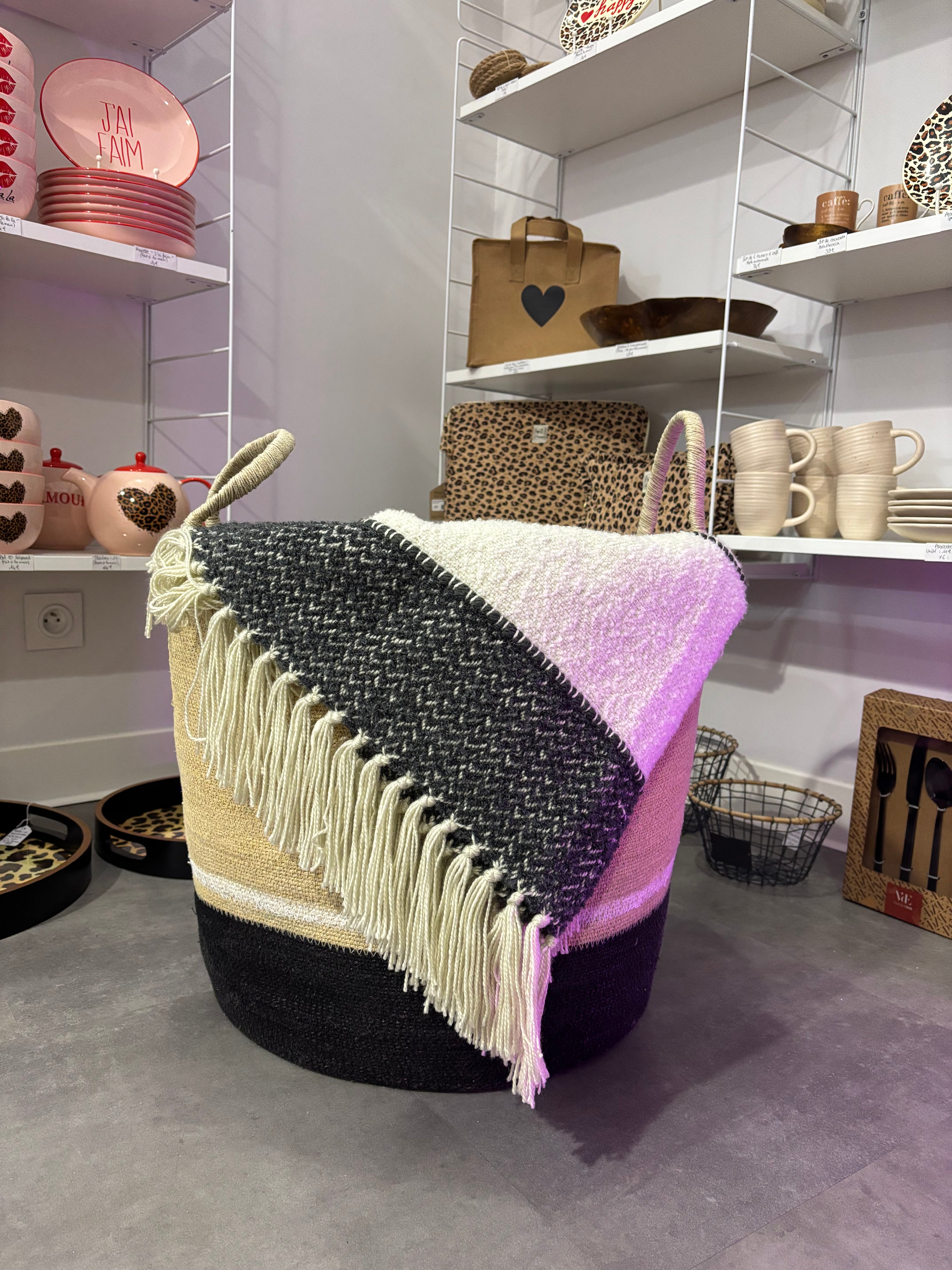 Panier BAOBAB « Dia » - Beige et noir