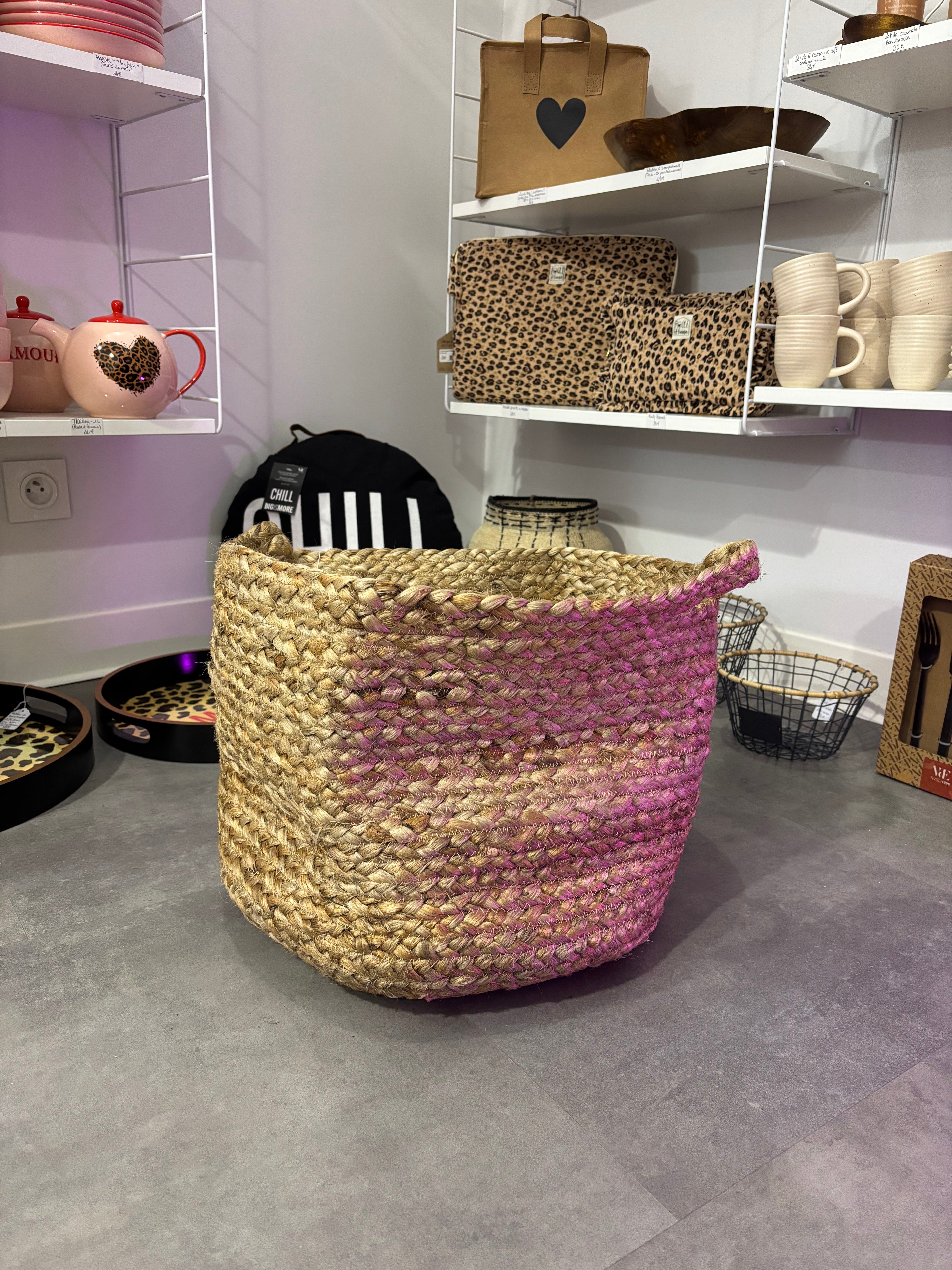 Grand panier en jute - à poser ou à suspendre