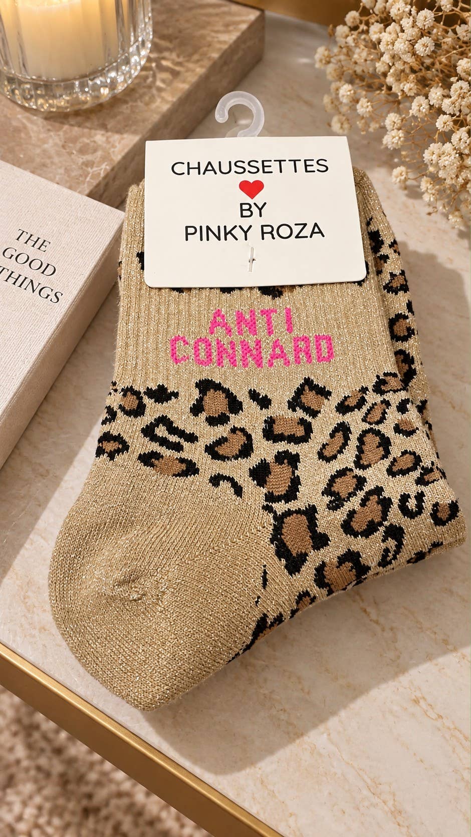 Chaussettes à paillettes « Anti-connard » - léopard