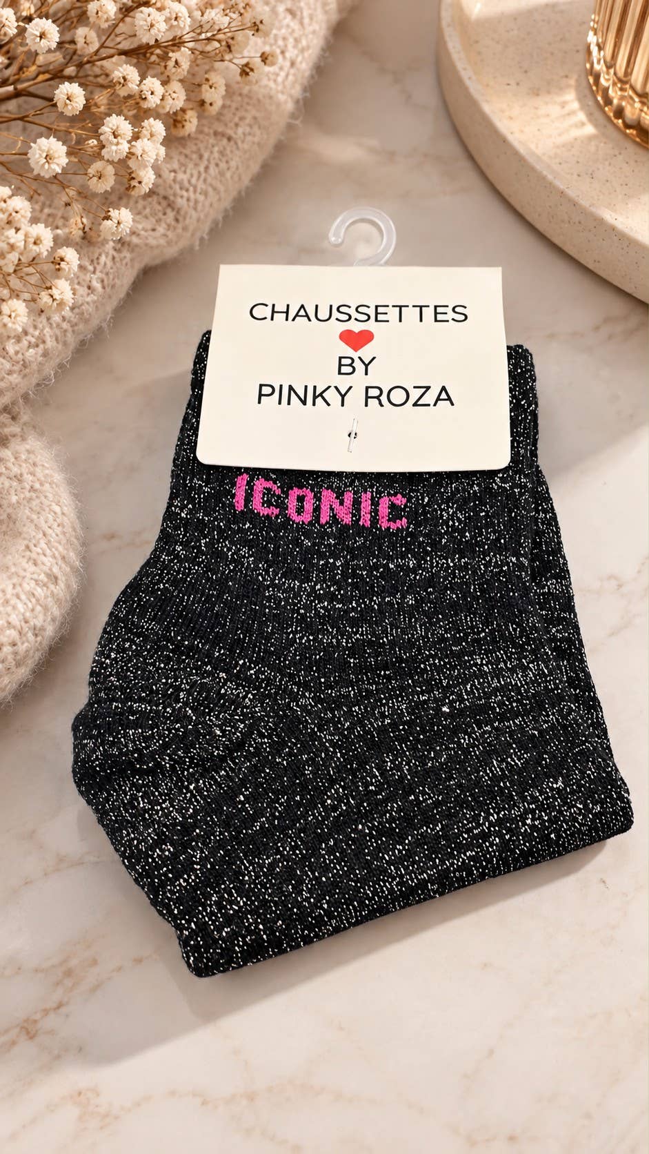 Chaussettes à paillettes « Iconic » - noir