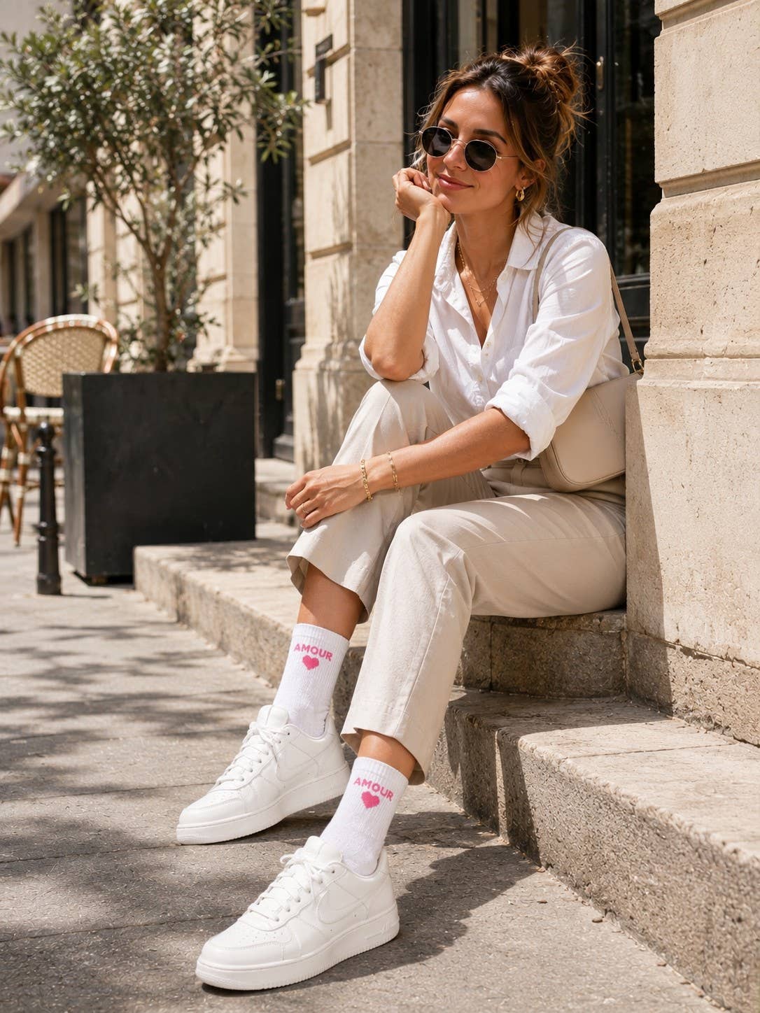 Chaussettes « Amour » - Blanc/rose