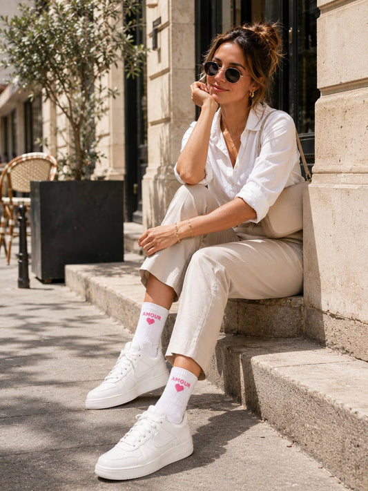 Chaussettes « Amour » - Blanc/rose
