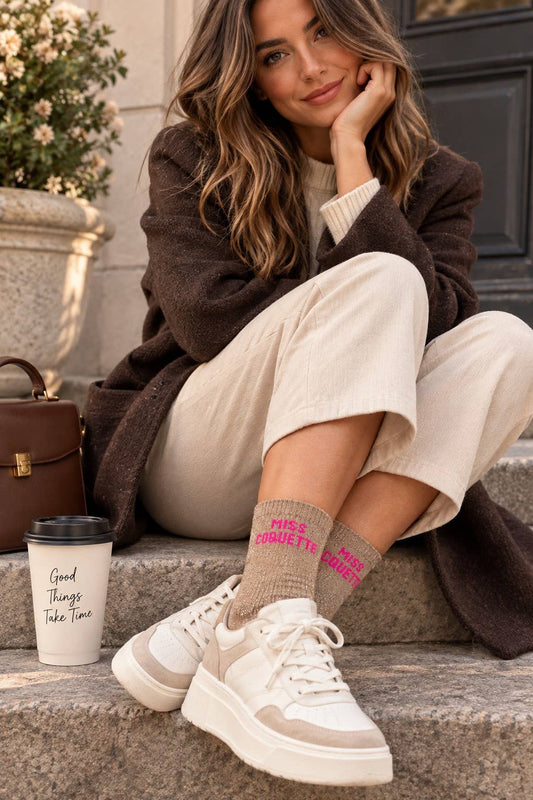 Chaussettes à paillettes « Miss coquette » - champagne