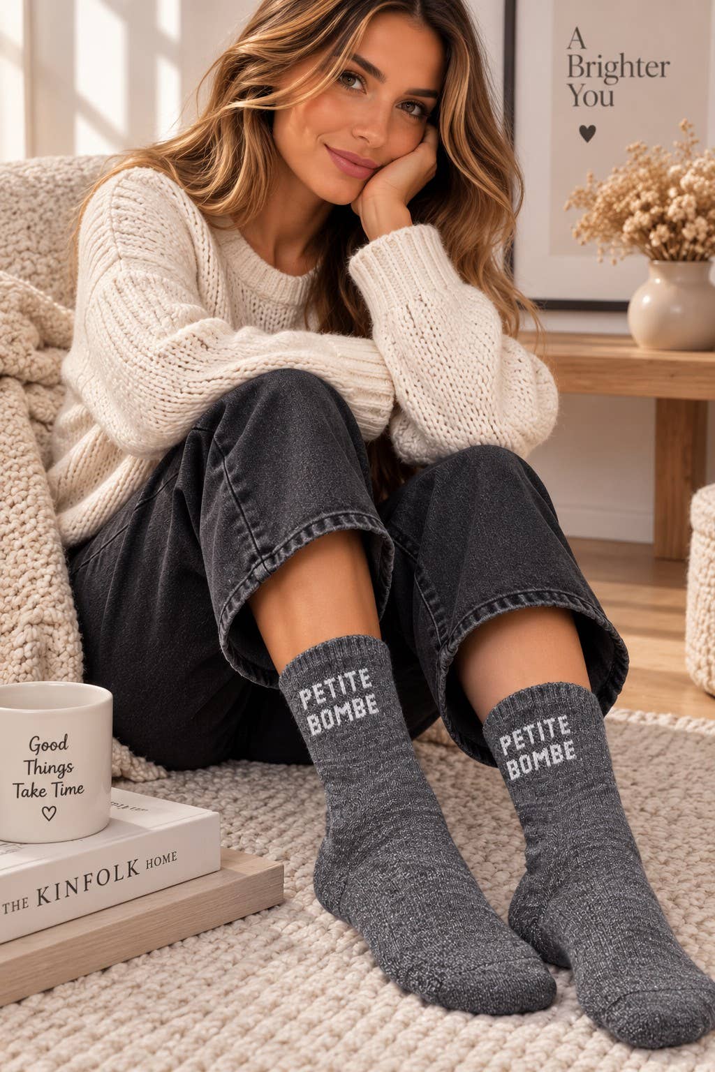 Chaussettes à paillettes « Petite bombe » - gris